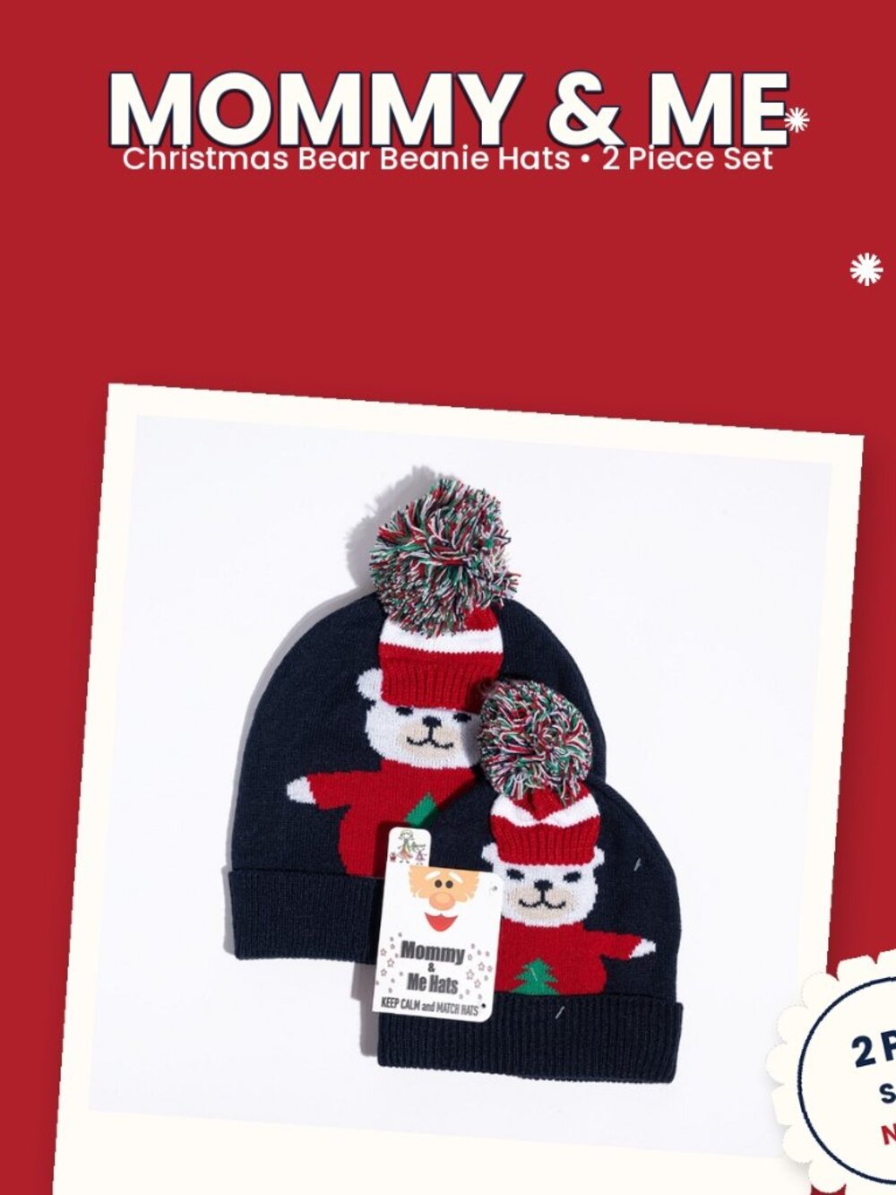 NWT Mommy & Me Hats — Matching Bear Beanie Set